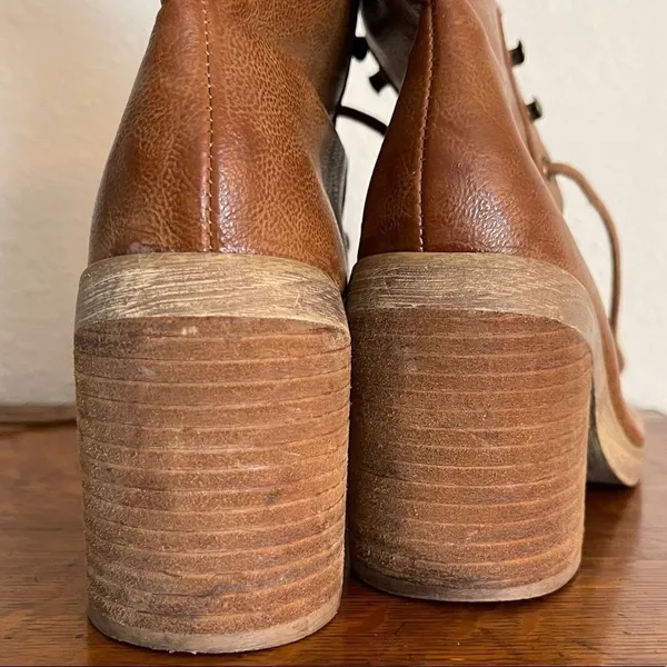 Lace Up Chunky Heels‎ Brown Size 6 - Image 6