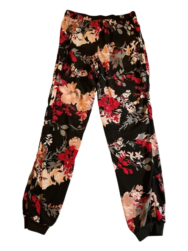 Soho Street New York & Company Floral Joggers Pants Black Pink Red XS - Image 2