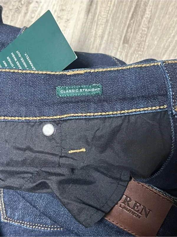 NWT Lauren Ralph Lauren Classic Straight Stretch Jeans Size 18 Dark Indigo Wash - Image 5
