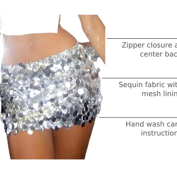 NWT Women’s Silver Sequin Bodycon Mini‎ Skirt - XS - Image 8