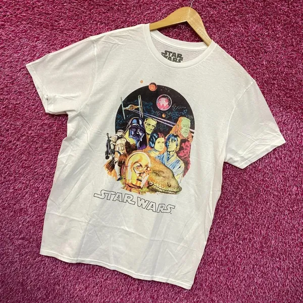 Star Wars 1977 Illustrated Dewback Promo Movie Poster Tee L - Image 3
