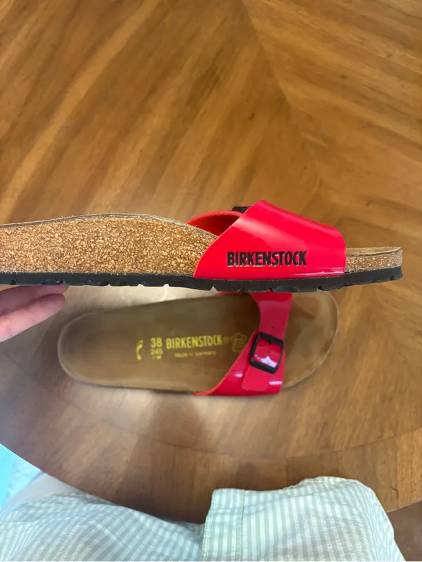 BIRKENSTOCK Madrid Birko-Flor Patent Cherry Sandals/Slides Women - Image 4