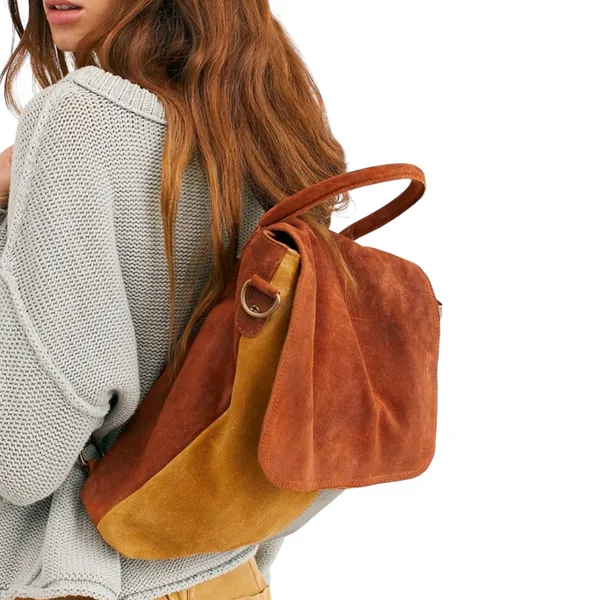 Free People We The Free Paris Suede Convertible Backpack Purse Messenger Bag - Image 2