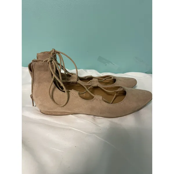 Nine‎ West Womens Signmeup Lace-Up Ballet Flats Leather Shoes Size 8M S-351 - Image 2