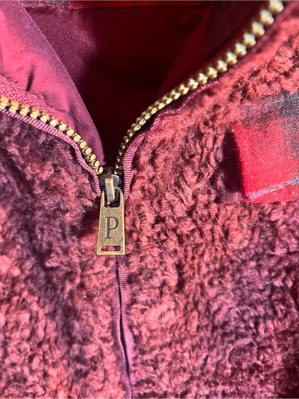 Pendleton Women's Burgundy Sherpa Zip Jacket M - Image 4