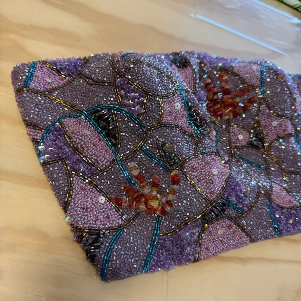 Vintage Beaded Sequin Tube Top Purple Pink Orange Strapless Bodice Size 8 Boho - Image 4