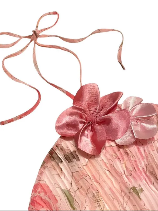 Victoria's Secret Vintage Pink Floral Halter High-Low Dress - Image 6