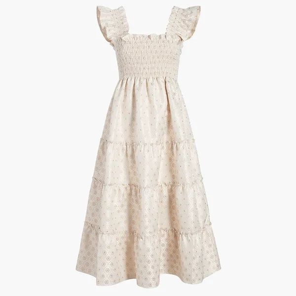 Hill House The Ellie The Bridal Nap Dress in Ivory gold Jacquard sz S - Image 2