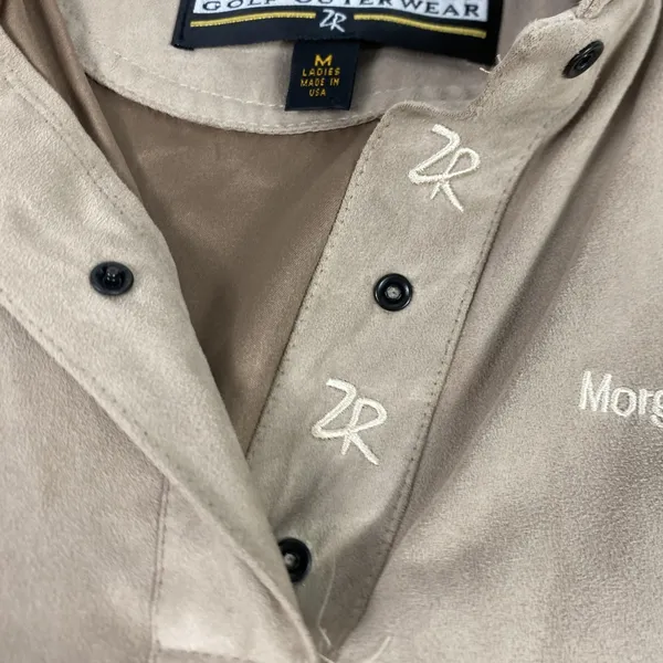 Zero Restriction Vest Womens Medium Tan Golf Made USA Morgan Stanley Snap Neck‎ - Image 5