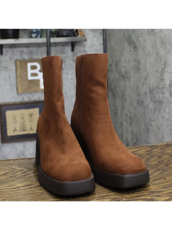 Sun + Stone Womens Tiannaa Faux Micro Suede Ankle Boots Russet Brown 9.5M - Image 3