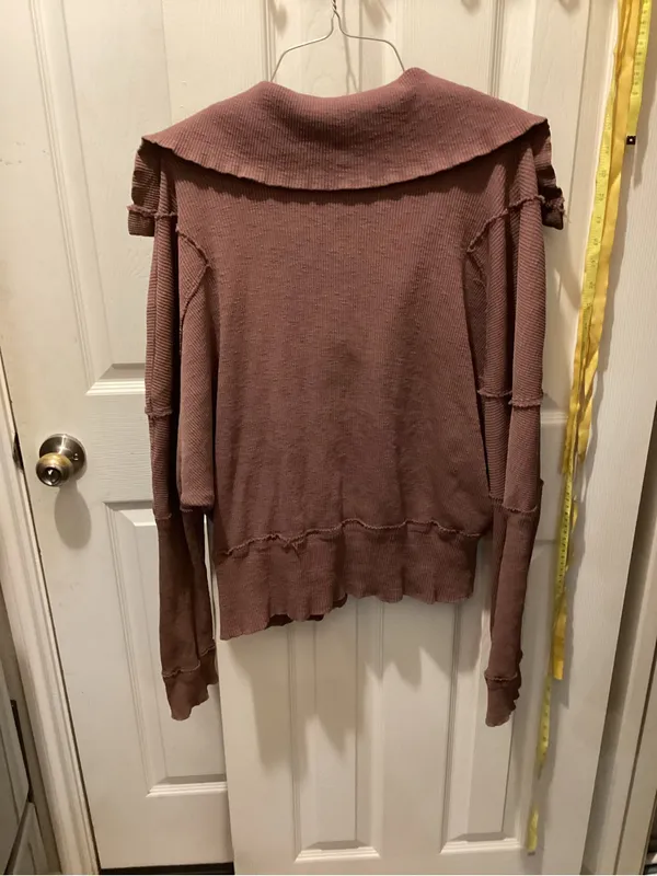 We The Free Mauve Open Collar Turtleneck Sweater - Image 3