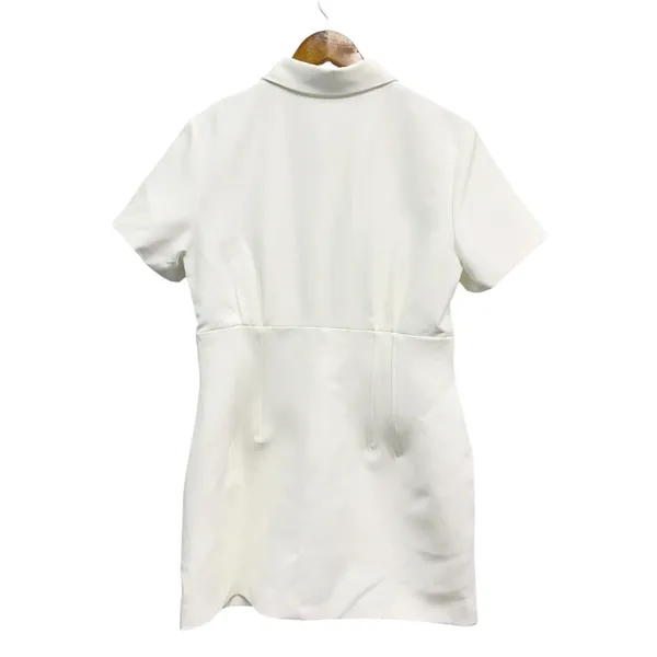Showpo Placket Front Fitted Mini Shirt Dress in Off White size 8 NWT - Image 3