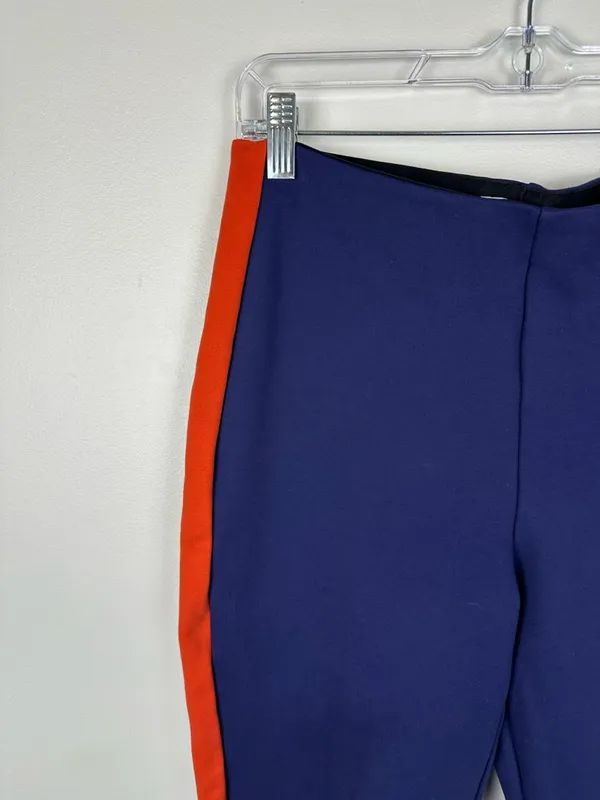 Anthropologie Maeve Margot‎ Kick-Flare Pants Blue With Red Stripe Size Medium - Image 7