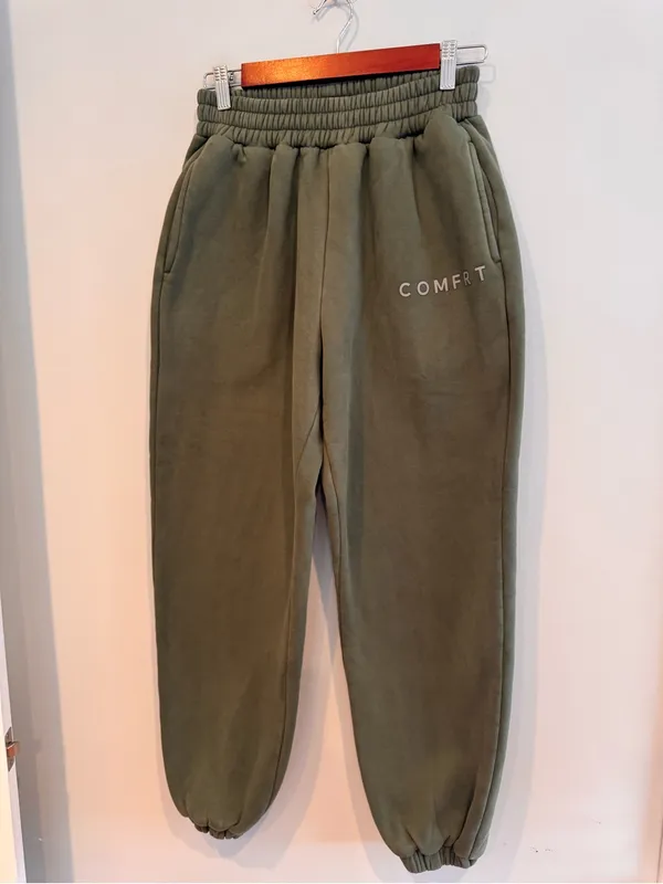 Comfrt Olive Green Sweatpants Joggers Size S - Image 2