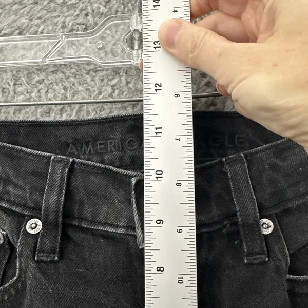 American Eagle Super High Rise Ankle Straight Jean‎ Black Boho Women's 4 x 27 - Image 8