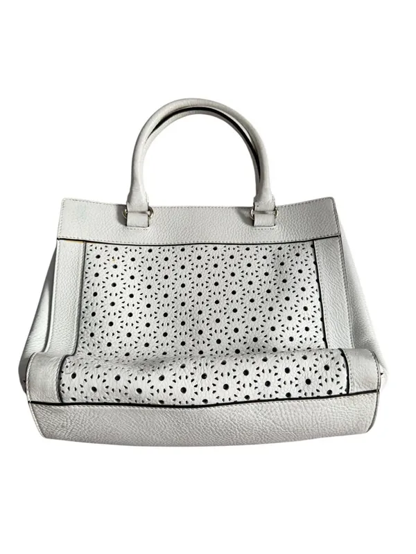 KATE SPADE White Leather Eyelet Satchel Handbag - Image 8