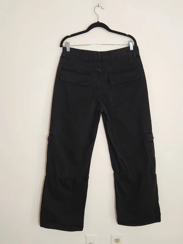 Zara Black Wide Leg Cargo Pants Size 10 - Image 3