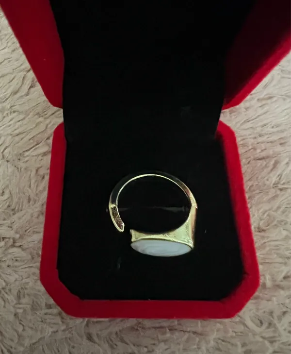 Gorgeous Golden Embellished Statement Adjustable Ring Size 7 - Image 3