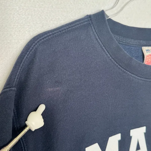 Vintage 1990s MV Sport Pro-Weave Maine Navy Crewneck Sweatshirt Medium - Image 6