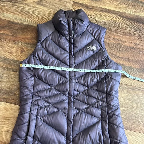 North Face 550 Puffer Vest Goose Down Metallic Purple Women's Small Nylon Zip - Image 4