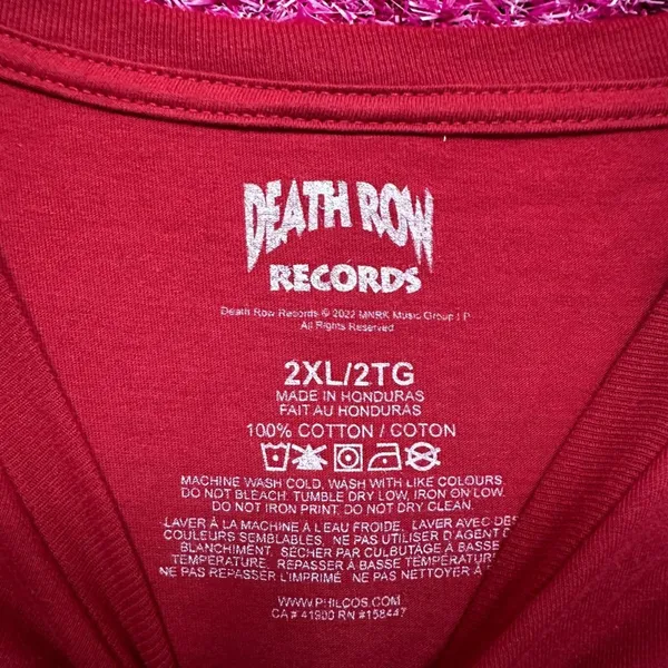 Death Row Records Hip Hop Tshirt size Red Tee 2X - Image 4