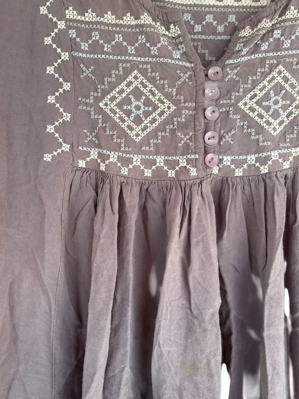 Monoreno Women's Large Brown Southwestern Embroidered Peasant Boho Tunic Top - Image 11