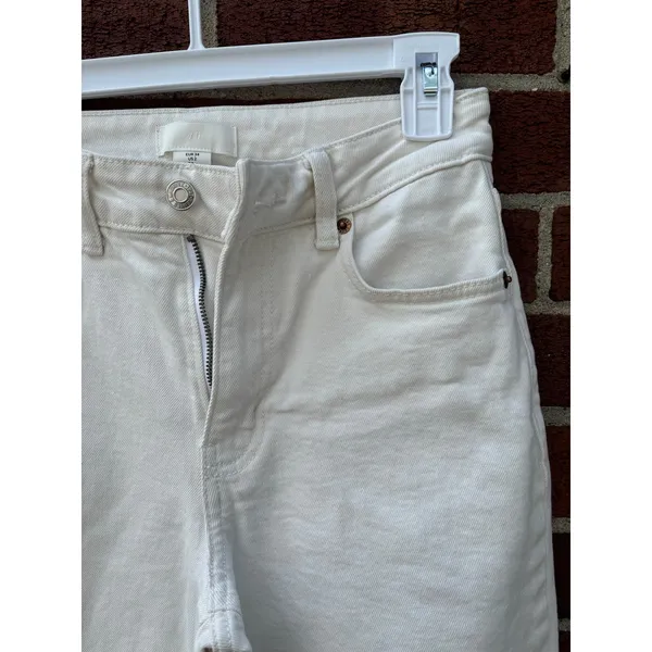 H&M White High Rise Straight Leg Jeans Womens US 2 EU 34 Denim Pants - Image 4