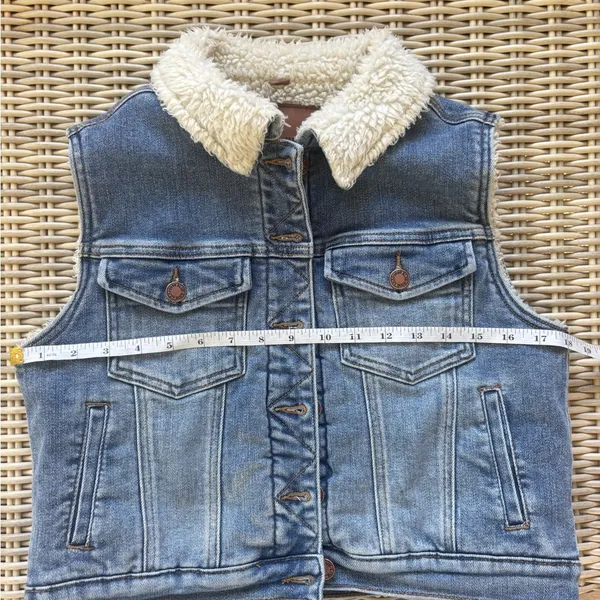 Judy Blue Shearling Lined Denim Vest small‎ layered streetwear transitional - Image 9