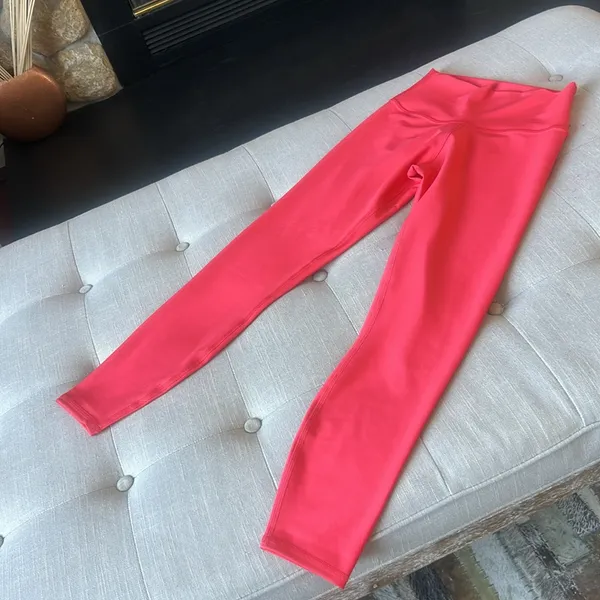 ALO Neon Orange Workout Leggings Size Small - Image 2