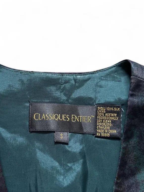 Classiques Entier Silk Teal and Black Paisley Vest Unisex Layering Size Small - Image 4