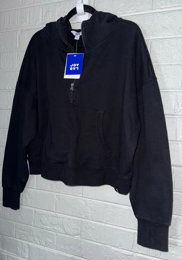 NWT JOYLAB M women’s French Terry 1/2 Zip Hooded Pullover Sweatshirt Sz M✨ - Image 4