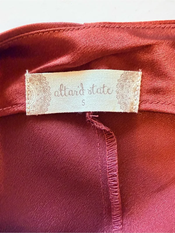 Altar'D State Carlotta dress, midi length satin slip dress, maroon, size S NWT - Image 2