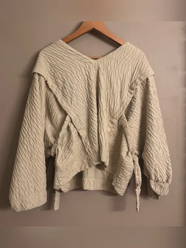 FREE PEOPLE BEACH Wavy Textured Pullover Blouse - Opal‎ Silk - Image 4