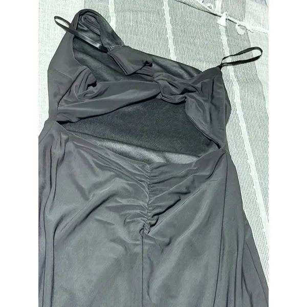 Womens‎ Black One Shoulder Evening Gown Maxi Dress Cutout Back Small - Image 6