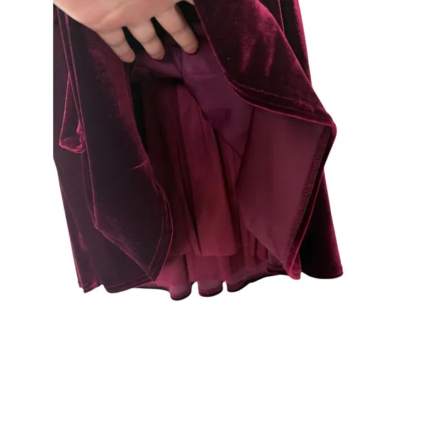 Lush Burgundy Velvet Puff Sleeve Mini Dress with Back Bow Size 8 NEW‎ - Image 7