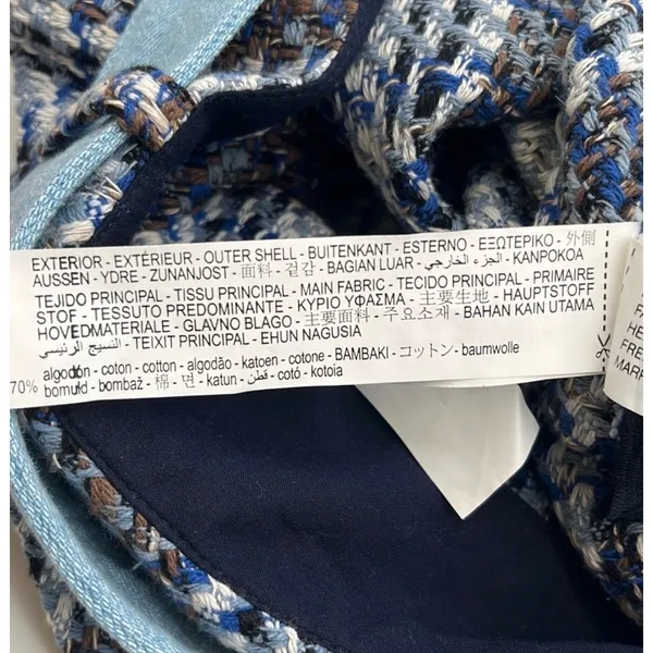 ZARA Mini Skirt Tweed Denim‎ Waist Women XL Blue White Plaid Wrap NWT - Image 6