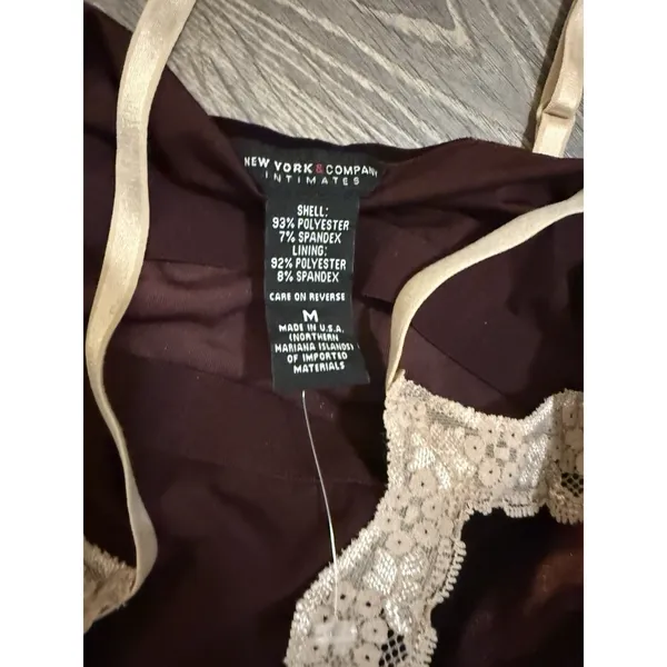 NY& Co. Authentic Y2K Brown Velvet Lace Camisole Babydoll Grunge Goth USA Size M - Image 3