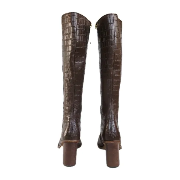 JOURNEE COLLECTION Tamori Leather Boot Brown Croc Embossed Knee High Women's 9.5 - Image 4