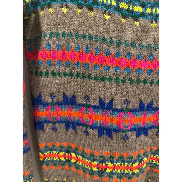 American Eagle Outfitters Neon Fair Isle Wool Blend Sweater preppy Womens M boho - Image 2