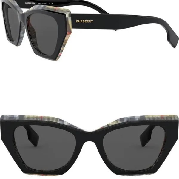 Authentic BURBERRY 52 Butterfly acetate plaid logo Sunglasses - Image 15