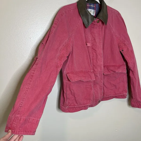 Vintage Hot Pink Bright Women's Chore Coat Utility Contrast Collar M Western 90s - Image 2