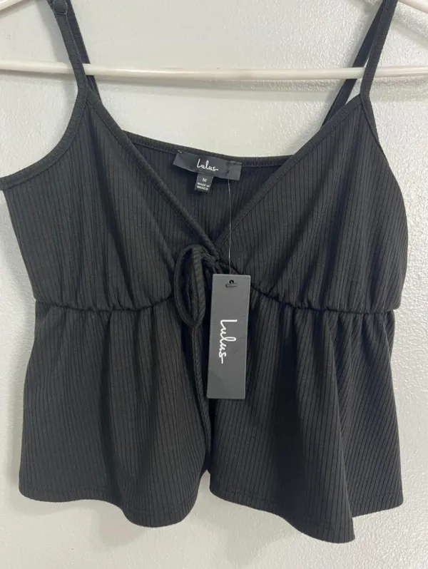 Lulus Babydoll Style Black (Washed black) Crop Top Size M NWT. Women's. - Image 3