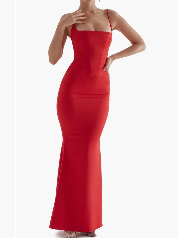 House Of CB Olivette Corset Red Satin Gown - Image 6