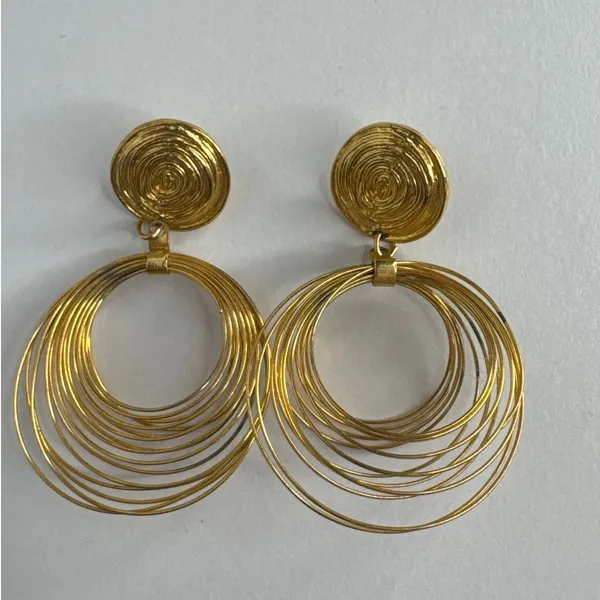 Vintage 1980s–1990s Couture Gold Tone Wire Chandelier Statement Earrings - Image 8