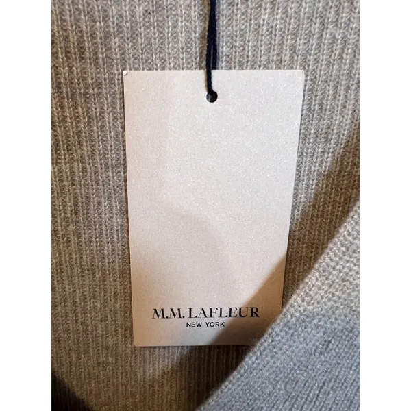 M.M. LaFleur Sophie 100% Cashmere Sweater XL Deep Flax Knit V-Neck Bell Sleeve - Image 8