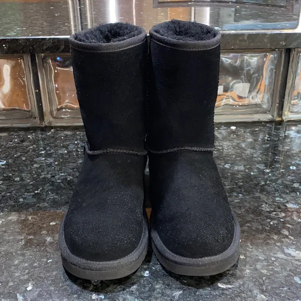 Classic Short Black Suede Boots Size 8 - Image 2