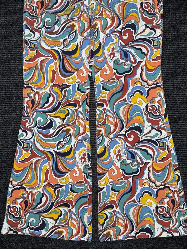 Free People x Wrangler Women’s Latigo Printed High Rise Flare Jeans Sz 32 x 34 - Image 5