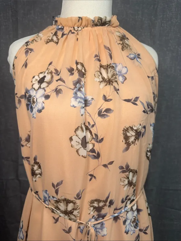 Pinkblush Peach Floral Halter Midi Dress - Image 3