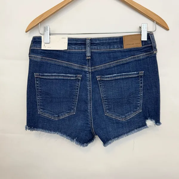 NWT American Eagle AE Stretch High-Waisted Denim Short Short size 4 Dark Indigo - Image 4