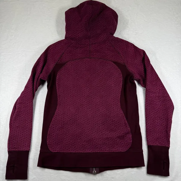 Lululemon Scuba Hoodie Full Zip Burgundy Dotted Fleece Sweatshirt Womens Size 10 - Image 8